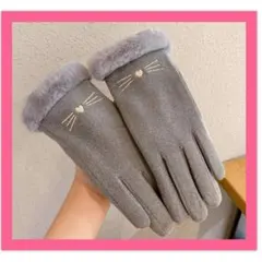 レディース 手袋　グローブ 防寒 防風 保温 スマホ対応 裏起毛　グレー