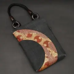 宮村友子 現代金彩 和柄 バッグ 和装小物 未使用品 帯 リメイク品 No.30