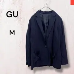 GU ジーユー　薄手　テーラードジャケット　ネイビー　レディース　M レーヨン
