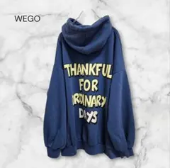 ウィゴー バックプリントパーカー フーディー ユニセックス ブルー