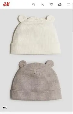 H&M 耳付きリブニット帽子2個セット