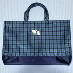 familiar ファミリア 横型バック トートバッグ 青系ファミリアチェック