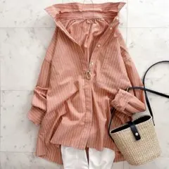 美品　Spick&Span パールボタンオーバーシャツ　オレンジのサムネイル