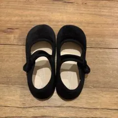 黒いバレエシューズ マジックテープ付き