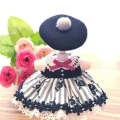 小花ストライプのモノトーンワンピース♡女の子サイズ♡メルカリ便♪