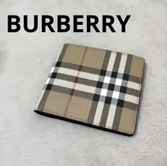 バーバリー　札入れ　ノバチェック　カード入れ　ベージュ　二つ折り財布　財布