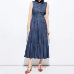 DEICY デニムティアードワンピース インディゴブルー