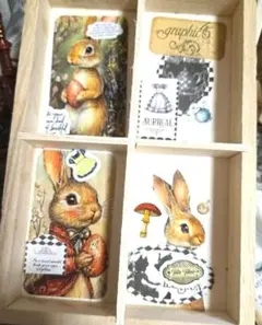 ハンドメイド　不思議の国のアリス　うさぎ 小箱　オブジェ　イースター