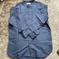 ユニクロ　シャツ　七分袖　ブルー