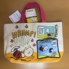 スヌーピー　チャーリーブラウンとルーシーのコミックプリント トートバッグ