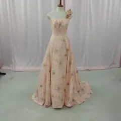 ピンクカラードレス 片肩デザイン