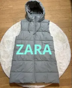ZARA フード付き中綿ロングベスト　美品❣️