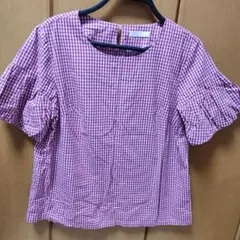 シューラルー DRESKIP チェック柄 ピンク ブラウス