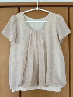 ドット柄フリルスリーブブラウス M