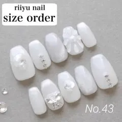 【サイズオーダー】ネイルチップ　ブライダル　結婚式　白　韓国　マグネット　春