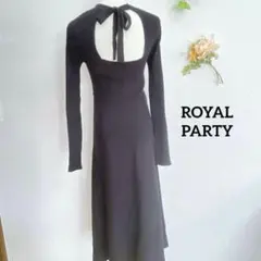 ロイヤルパーティー　ワンピース 　ニット　黒　バックリボン バックオープン　M