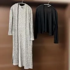 H&M グレー ロングカーディガン・ショートカーディガンセット XS
