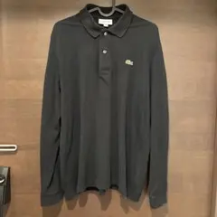 ラコステ LACOSTE 長袖ポロシャツ 黒 ブラック 鹿の子 M
