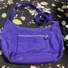 健*ス様 キプリング　紫色 ショルダーバッグ ジッパーポケット付き