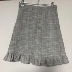 evelyn グレー フリル裾 ミニスカート