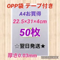 【翌日発送】OPP袋　テープ付き　A4サイズ　50枚セット　日本製のサムネイル