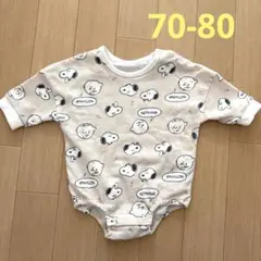 PEANUTS スヌーピー柄 七分丈 ロンパース 70-80cm