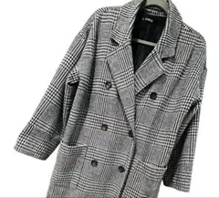 ロングコート チェスターコート アウター チェック柄 グレンチェック グレー