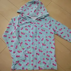 水色チェリー柄フード付きラッシュガード 130cm