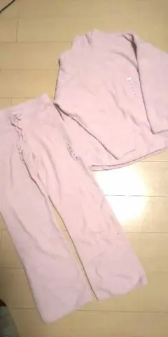 フリース ピンク ハイネック ルームウェアセット