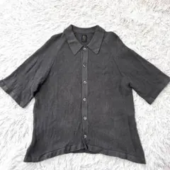 BATONER グレー ポロシャツ BATONER / バトナー | SOLID WOOL RIB POLO ZIP UP CARDIGAN (メンズ