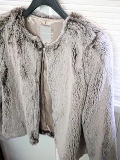 【お値下げ♪】LEPSIM　ショート　ファージャケット　ノーカラー　グレー