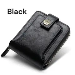 【新品】メンズ財布　メンズウォレット　ラウンドファスナー　二つ折り　ブラック
