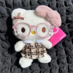 ホワモカチェックのキティ　メガネ　キティ　ピンク