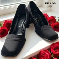 【定価10万超】PRADA♡スクエアトゥパンプス☆黒 35 チャンキーのサムネイル