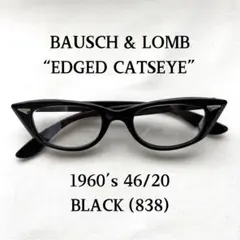 60s B&L BAUSCH LOMB 46/20 サングラス キャッツアイ 黒のサムネイル