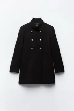 Zara ウールダブルブレストコート 黒