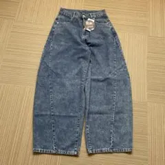 新品NOOOON x add COLOR カーブデニムパンツ 中青　　67㎝のサムネイル