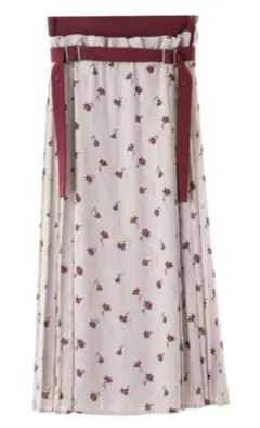 CLANE クラネ　サイドプリーツベルトスカート　花柄ロングスカート