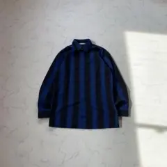 old stpire linen shirt blue black グランジ風のサムネイル