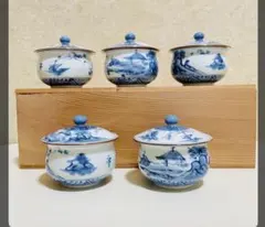 華山萬右衛門 有田焼 手描き 蓋付き碗 5客セット - メルカリ