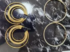 ゴールド シルバー 二重リング フープピアス セット