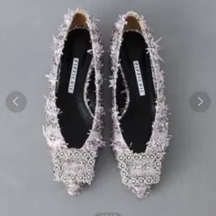 ＜PIPPICHIC＞ANNA V JWL ツイード フラットシューズ　35.5のサムネイル