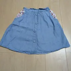セラフ　水色フラワー柄ポケットスカート　130 女の子
