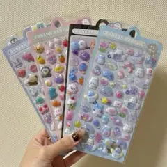 4枚セット ボンボンドロップ風シール 立体シール ぷっくりシール