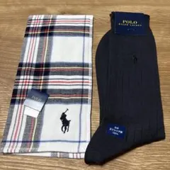 （新品）POLO タオルハンカチ・メンズ靴下（25〜26㌢）セット