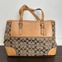 COACH】コーチ シグネチャートート キャンバス レザー ベージュ 6866 