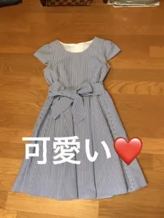 ブルーと白のストライプワンピース　サイズM