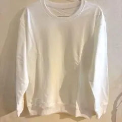 【現品限り】長袖スウェット 男女兼用 綿素材 XL シンプル 白 春/秋 薄手のサムネイル