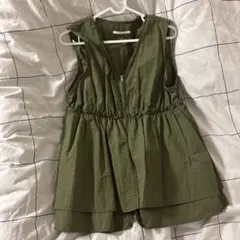 りっくん様専用カーキジップアップベスト レトロガール