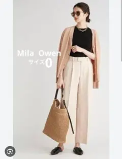 ミラオーウェン　タックデザインボリュームワイドパンツ　0